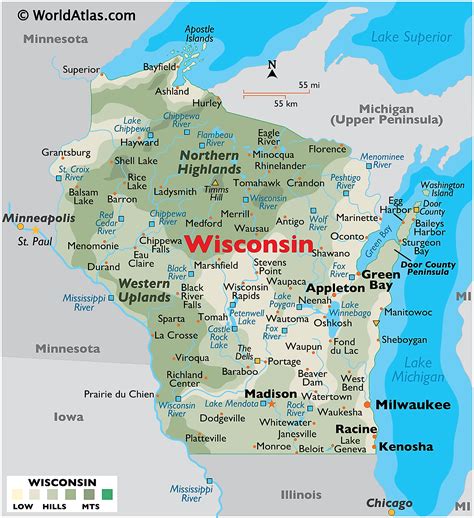 Wisconsin State on USA Map